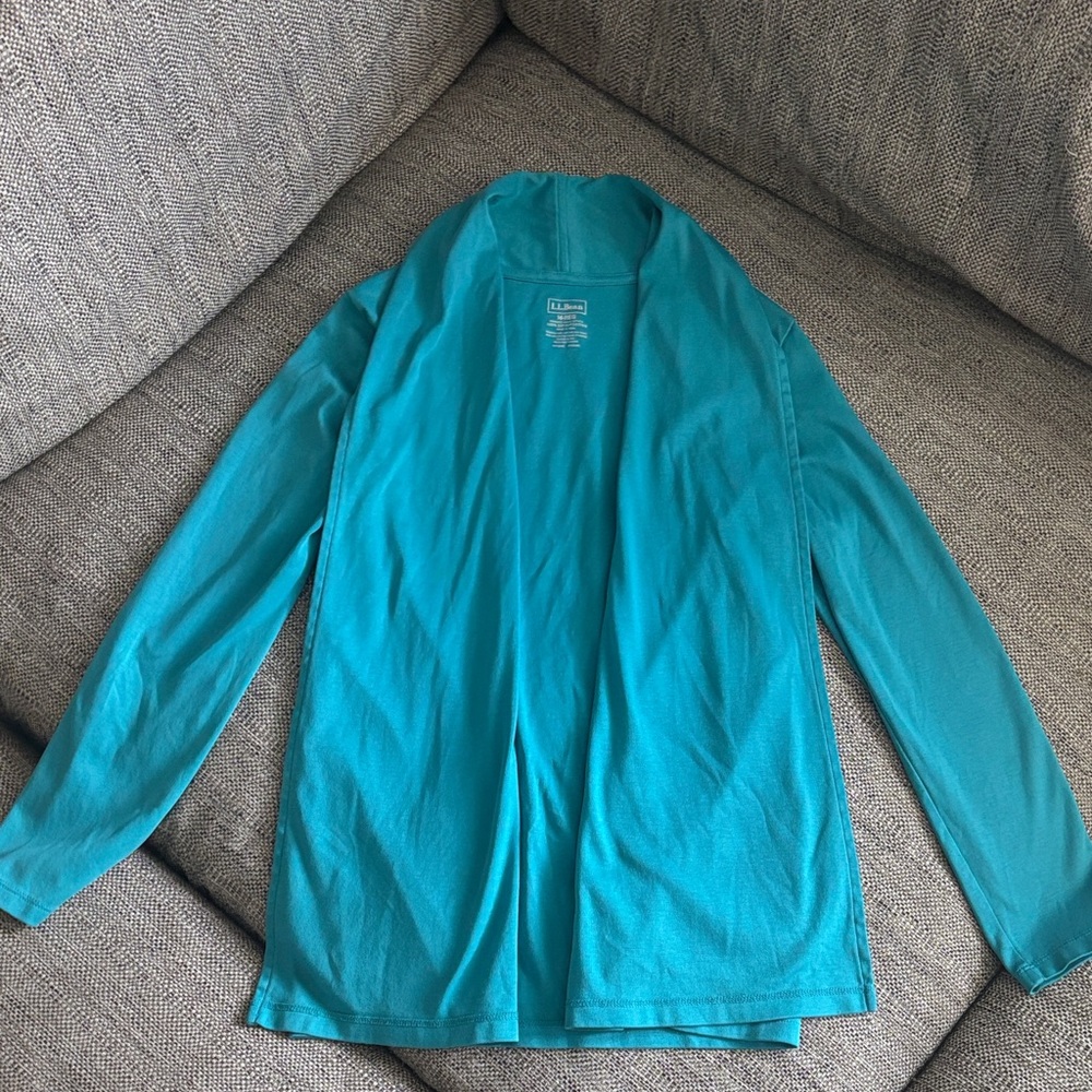 L.L Bean Teal Open Front Cardigan